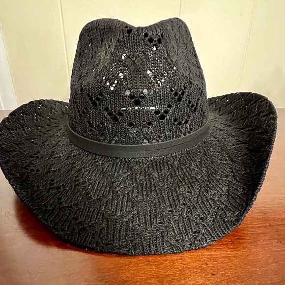 Anthropologie Cheveux Corp. Crochet Belted Rancher hat in black - Picture 6 of 11